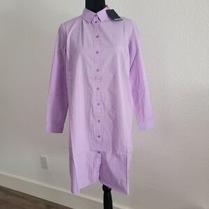 New Pieces Shirt Poplin Purple Dress size S 4 6